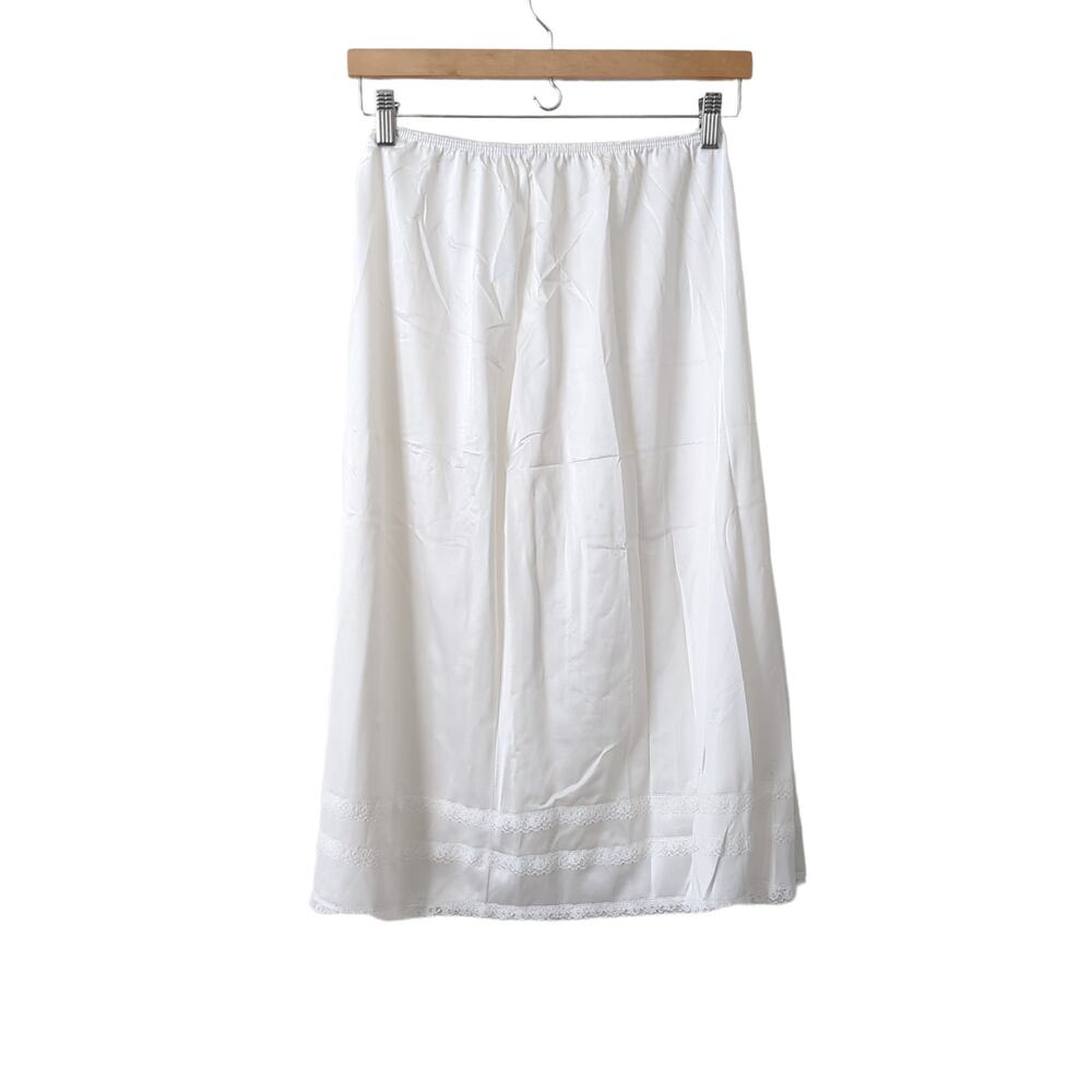 Vintage Women's‎ Pettiskirt Slip White Dixie Belle Lace Full Length Midi USA L - Picture 1 of 7